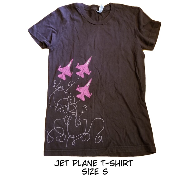 Tops - Emo Heart Doodle Jet Plane Fitted T-shirt Size S